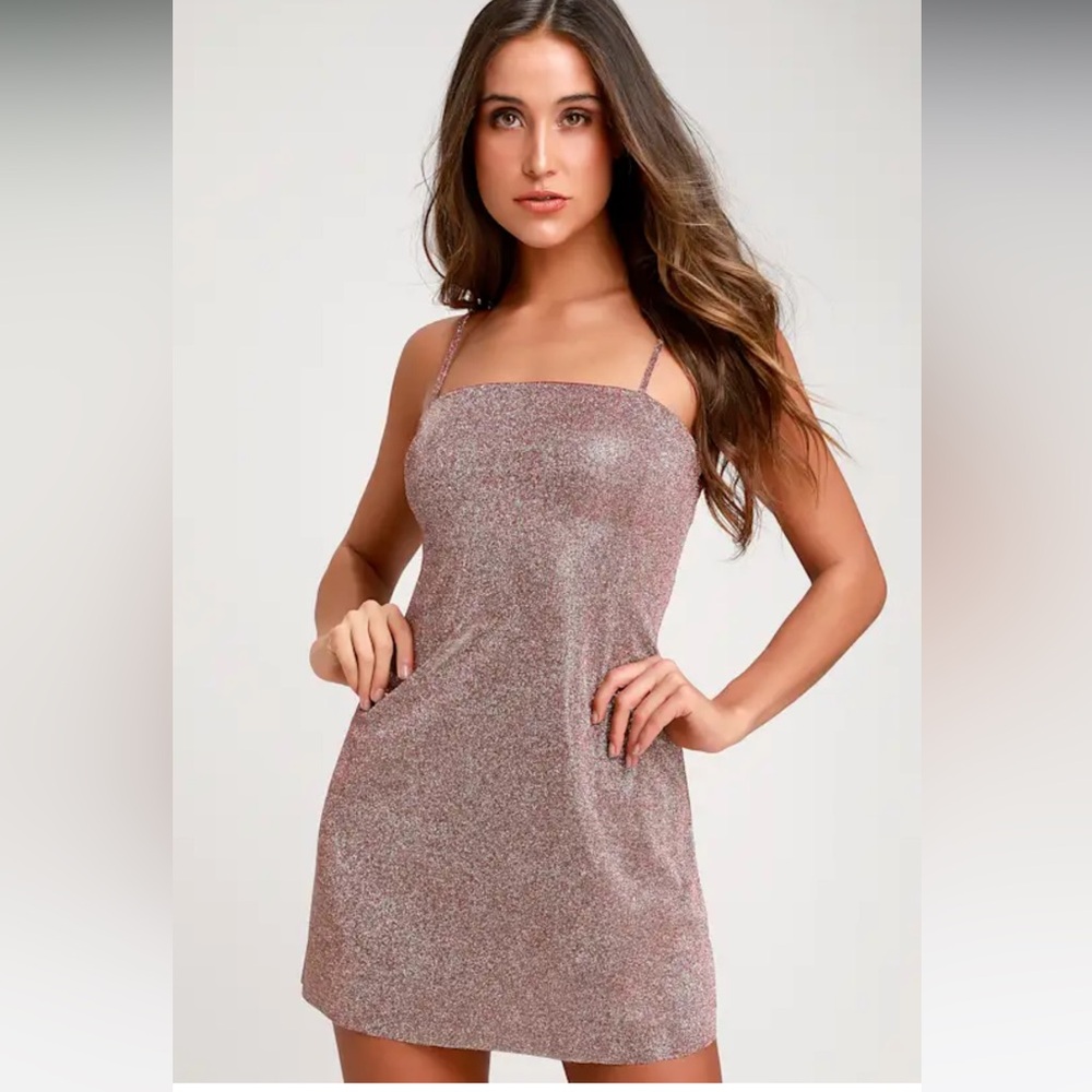 Lulus Galaxy of Glam Mauve Sparkly Mini Dress